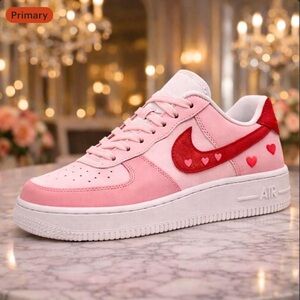 Hand Painted Valentine’s Nike Air Force 1 | Custom Pink Red AF1 | One of a Kind